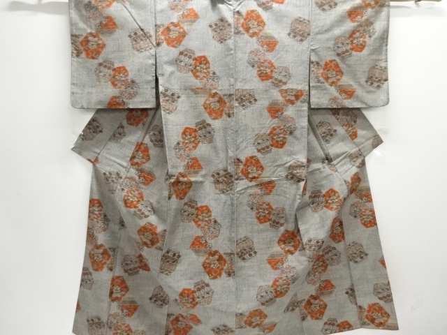 JAPANESE KIMONO / TSUMUGI / WOVEN FLOWER